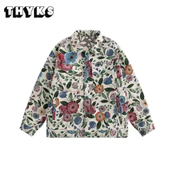 Vintage Washed Jeans Jacket Men Embroidered Floral Jacket Casual Cotton Jaqueta Masculina Classic Cowboy Denim Coat Male Clothes