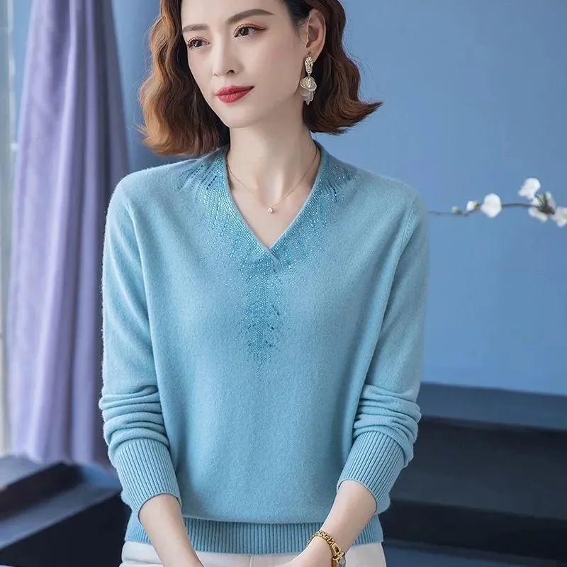 Col en v automne hiver pull pulls femmes corée lâche épais cachemire pull pull femmes surdimensionné pull pull