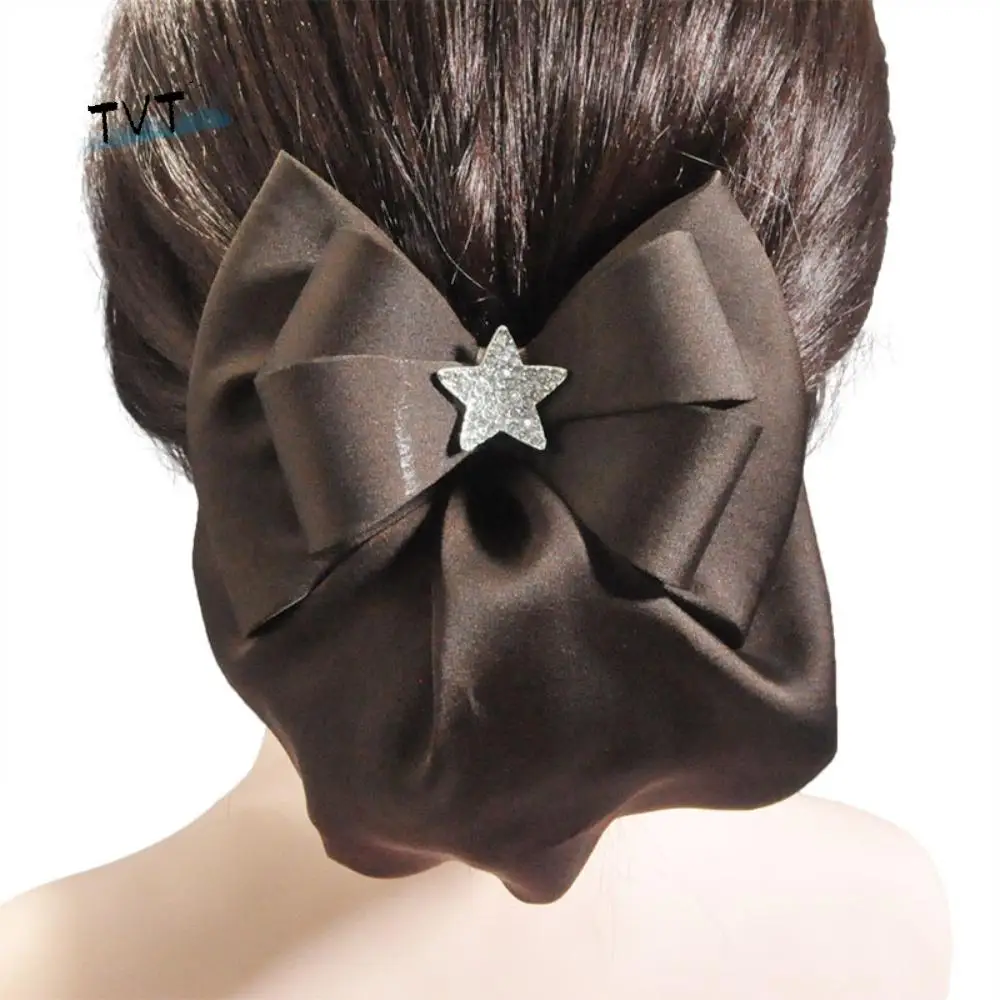 Professional Sweet Ruffled Edges Hair Net Star Korean Style Bow Snood Ponytail Clip Headwear Women Spring Clip Bank