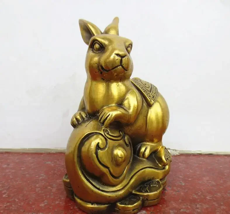 806  Pure bronze Zodiac rabbit 12 twelve  lucky feng shui office desk mascot decoration