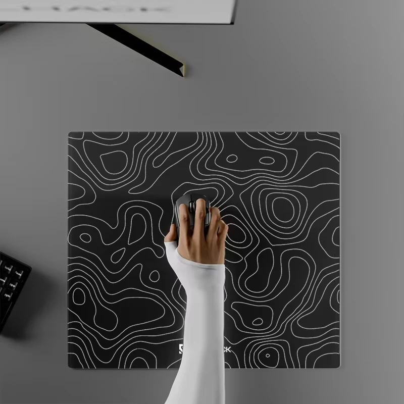 W-Wallhack Glass Gaming Mouse Pad Extra Large Japanese Wave Lines Table Mat Non Slip Ultra Hard Glass Mousepad Game Accessories
