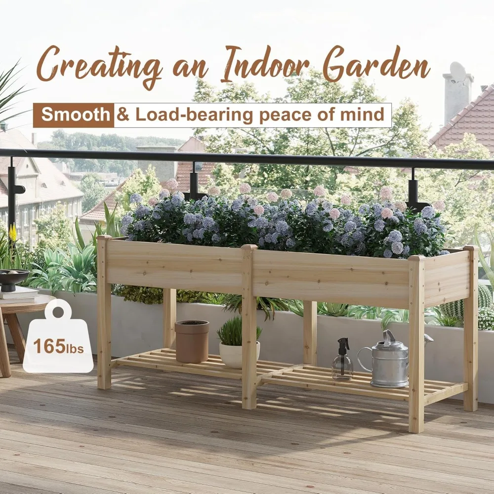 Letto da giardino rialzato con gambe supporto per fioriera in legno rialzato per la coltivazione della scatola di supporto per fioriera grande rinforzata rialzata nel cortile