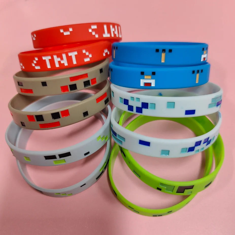 12pcs Pixelated Theme Bracelet Miner Wristbands for Adults Pixelated Style Game Player Birthday Party Favors