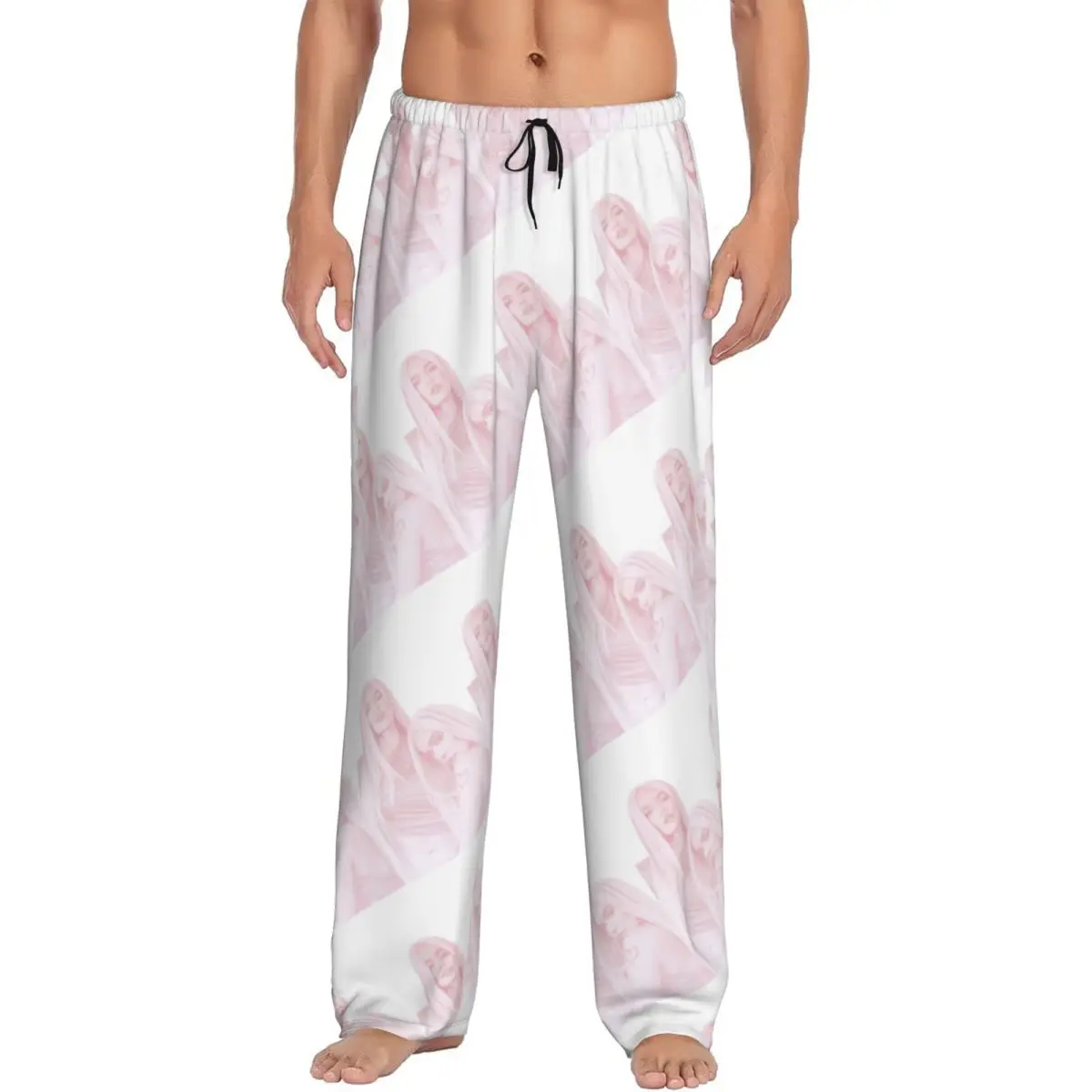 مخصص المغني كارول جي بيجامة السراويل الرجال صالة النوم الرباط ملابس النوم قيعان مع جيوب