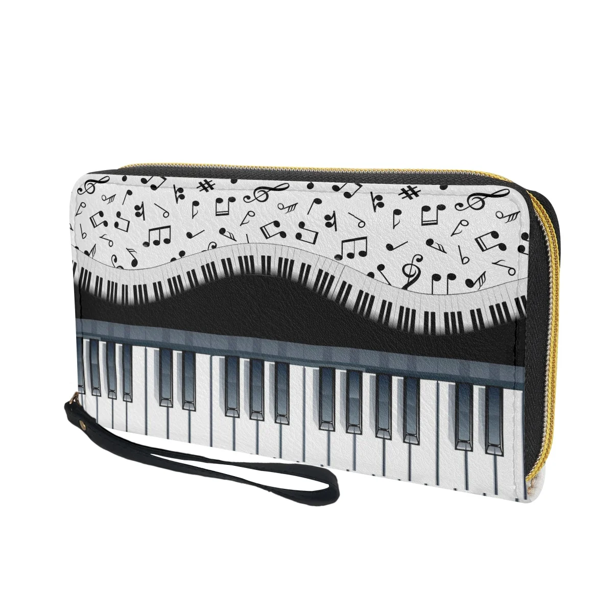 Piano Muziek Note Print Luxe Vrouwen Portefeuilles Lederen Rits Vrouwelijke Portemonnees Lange Multifunctionele Kaarthouder Voor Tienermeisjes Cluth Bags