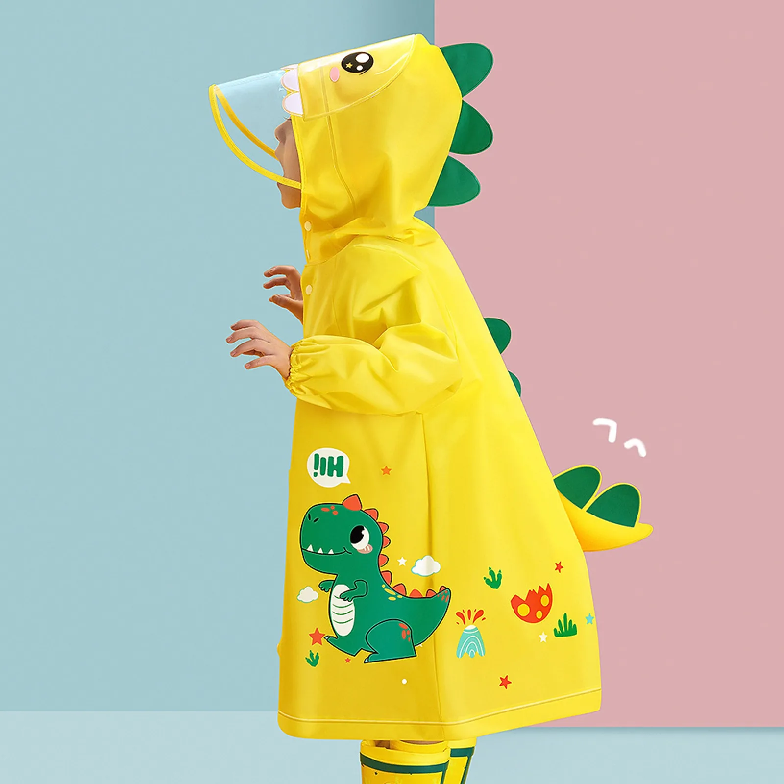 Children Cartoon Raincoat Waterproof Thickened Polyester Fiber Material Rain Coat Kids Transparent Tour Rainwear Suit Raincoat