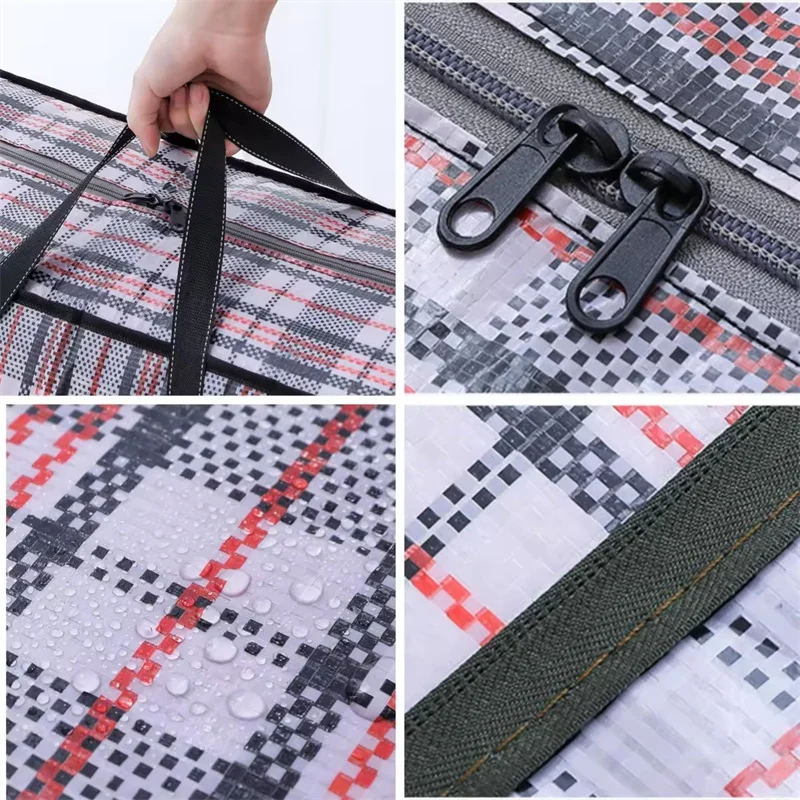 1/3/5PCS Large Capacity Waterproof Luggage Packing Bags Reusable Woven Bags with Zipper Foldable Dustproof Moving Tote Bags