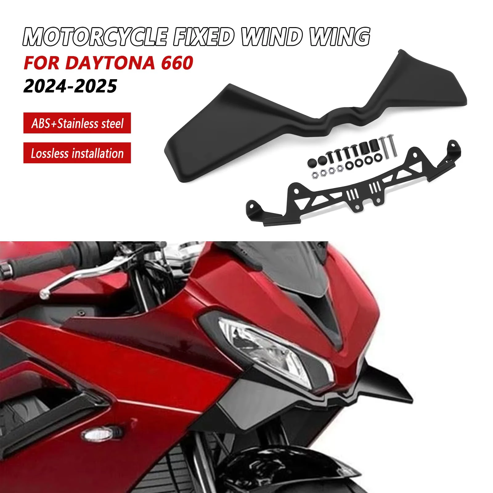 

Motorcycle winglet spoiler aerodynamic wing downforce deflector front spoiler For Daytona 660 2024-2025