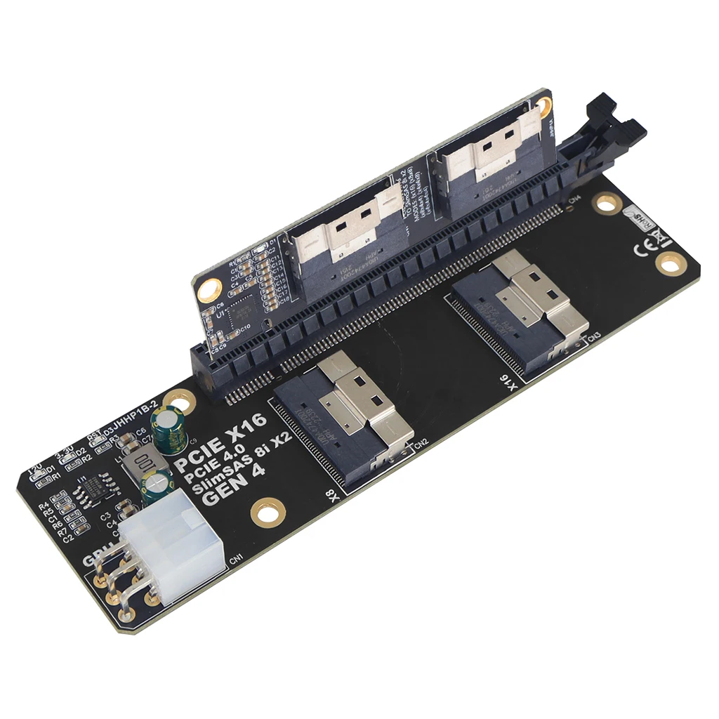 PCIe 3.0 x16 to 4 Ports NVMe-compatible Expansion Card Kit PCI-E 3.0 16x to SlimSAS 8i x2 SFF8654 Graphics Card GPU Adapter Card