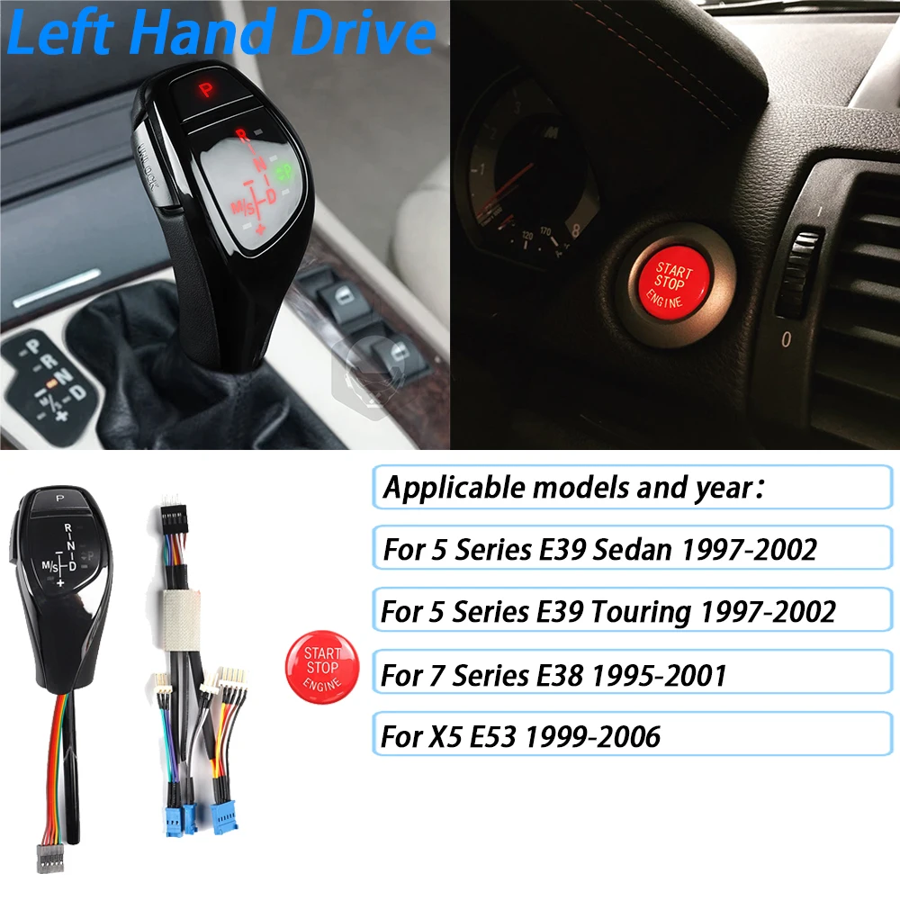 LED Gear Shift Knob Car Interior Replacement Accessories For BMW 5 Series E39 1997-2002 7 Series E38 1995-2001 X5 E53 1999-2006