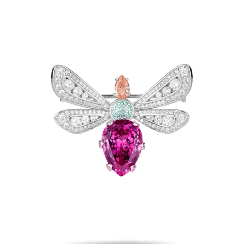 Bellux 925 silver synthetic zircon brooch colorful gemstones full diamonds butterfly light luxury cute insect brooches
