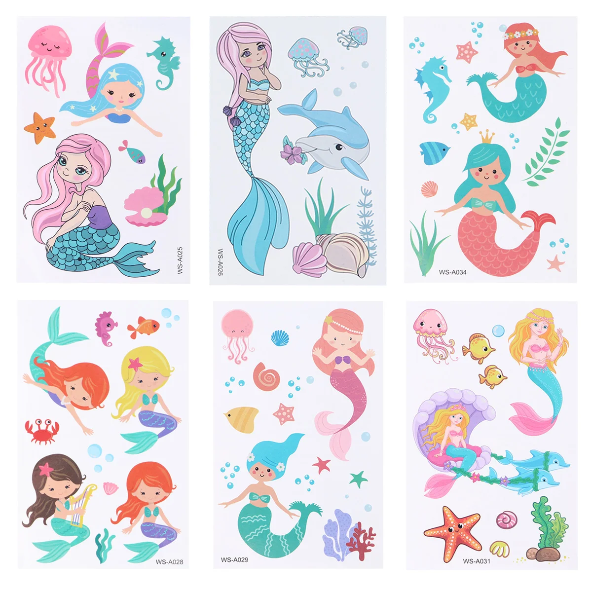 

12 Sheets Kids Stickers Mermaid Children Waterproof Cartoon Stickers Environmentally Friendly Stickers for Boys Girls