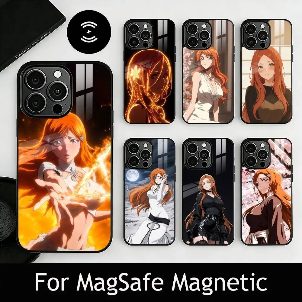 

B-Bleach O-Orihime Phone Case For iPhone17,16,15,14,13,12,11 Plus,Pro Magnetic with Magsafe Wireless Charging
