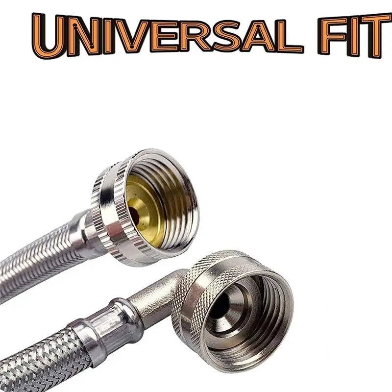 AB42-Water Heater Inlet Hose Kit-Stainless Steel Braided Hose Tee Fitting And Sealing Washers(US Standard Threads)