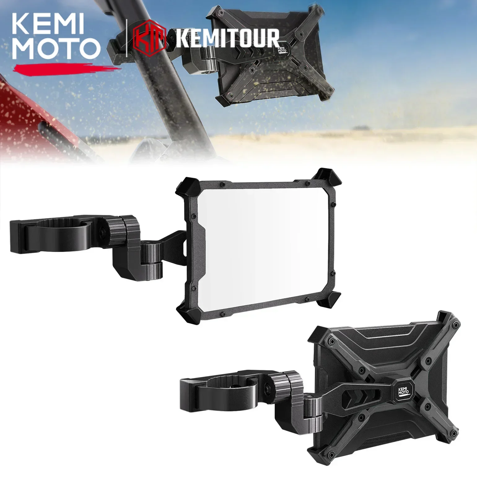 

KEMIMOTO UTV CNC Aluminum Side Mirrors for 1.65-2" Roll Bars Compatible with Polaris RZR for Kawasaki Mule 3000 and 4000 Series