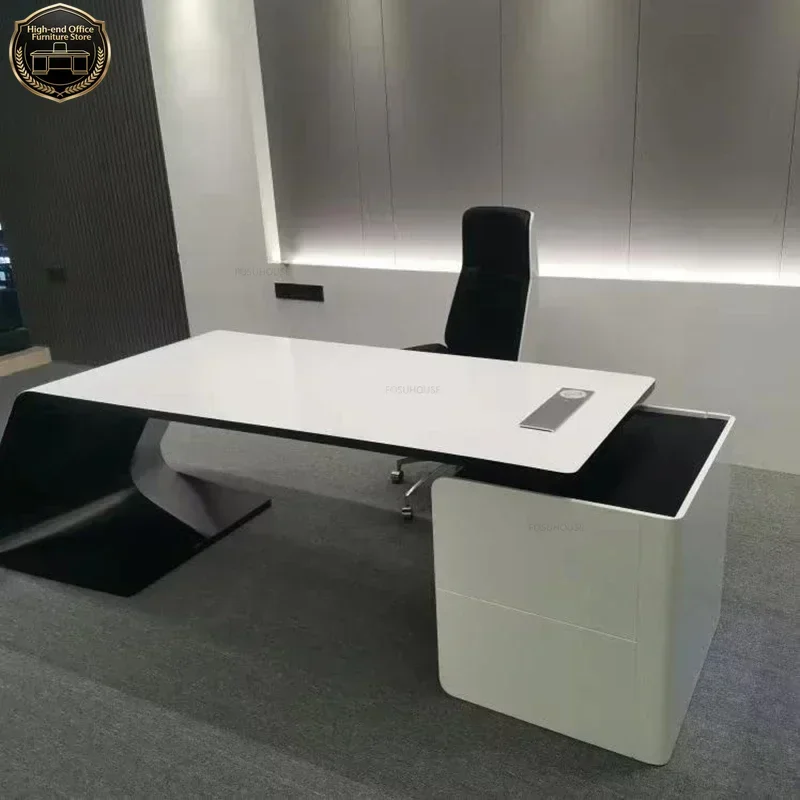 

Advanced Paint Office Desks Designer Creative High-end Boss Desk Furniture Fashionable White Manager Executive Tables P W