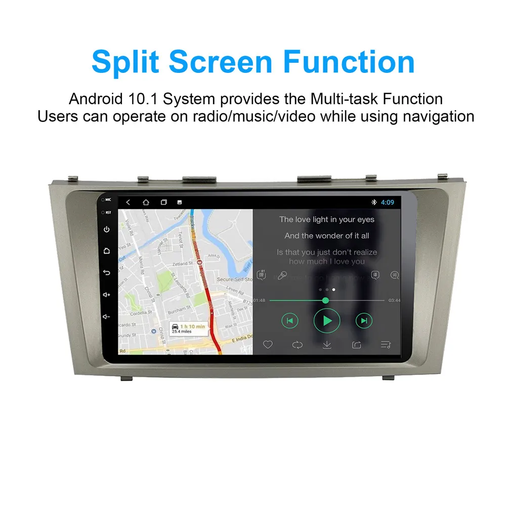 Android 10 Auto Radio Voor Toyota Camry 2008 2009 2010 2011 Stereo 1024*600 Ips Scherm 2G + 32G Dsp Rds Fm Am Gps Navi Spiegel Link