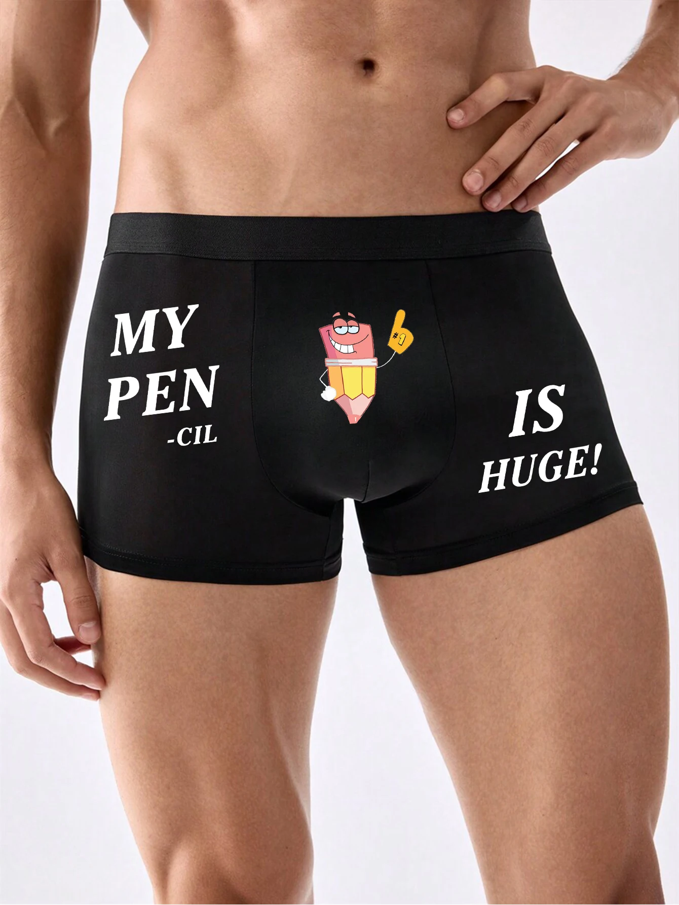 Men Quirky Letter Print Panties Boxer Briefs Breathable Underpanty my pencil is huge Print Boxer Shorts Plus Size S-XXL