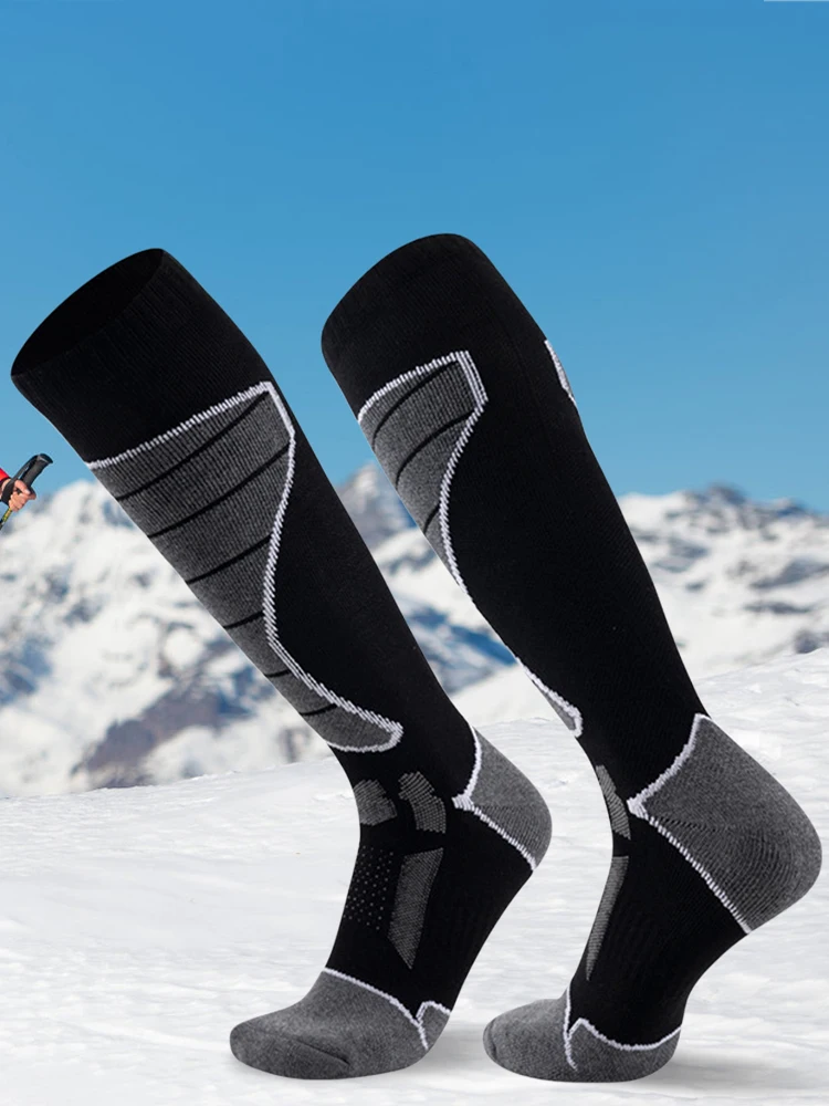 1 Pair Ski Socks Thick Winter Thermal Socks Knee High Hiking Socks Sports Socks for Men Women Skiing Snowboarding Hiking Outdoor