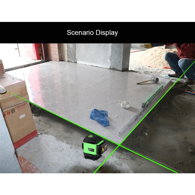 4D 12/16 Line 532nm High-precision Green Strong Light Cross Laser level Mini Portable with Battery Remote Control