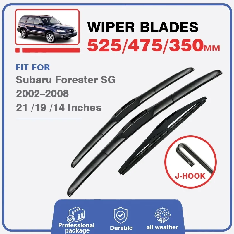 Front Rear Wiper Blades Set Kit For Subaru Forester SG 2002-2007 Window Windshield Windscreen Brushes Cutter 21