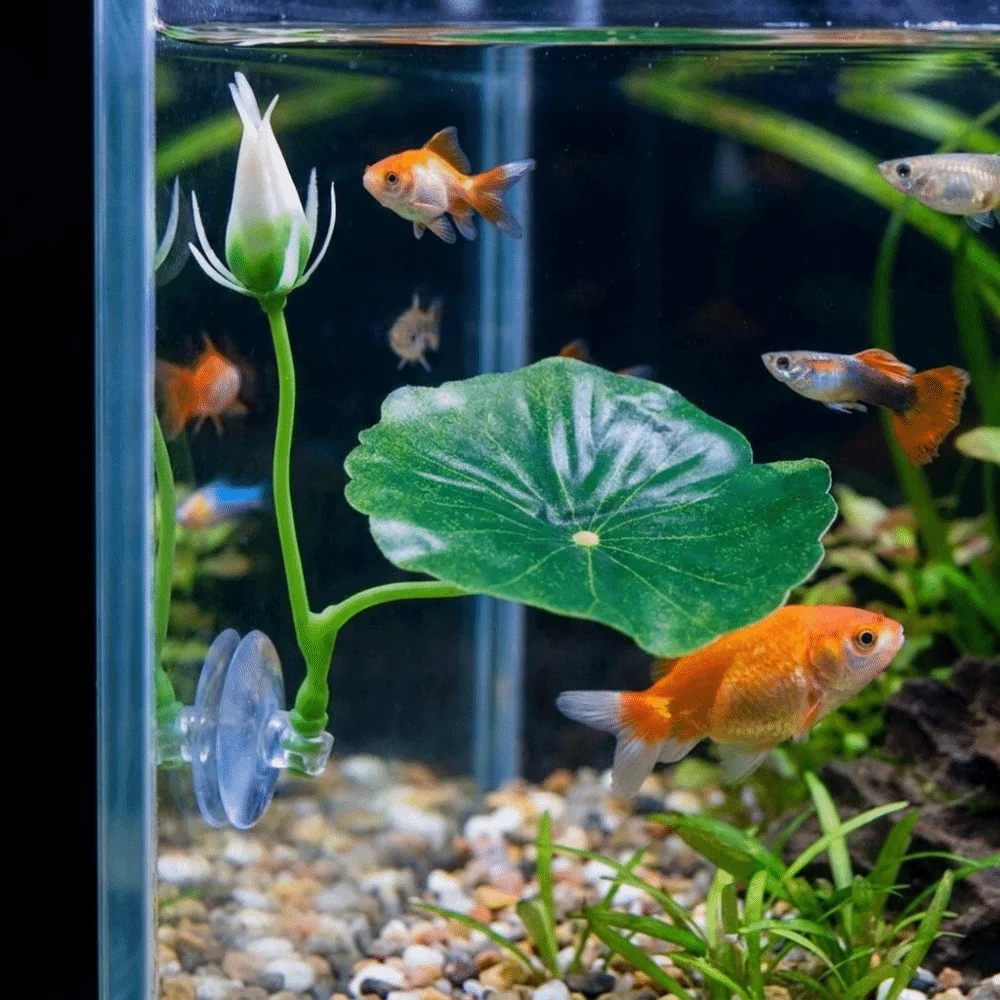 Simulated Lotus Leaves Fighting Fish Resting Leaves Artificial Plastic Betta Fish Floating Bed with Suction Cup Fake Plant