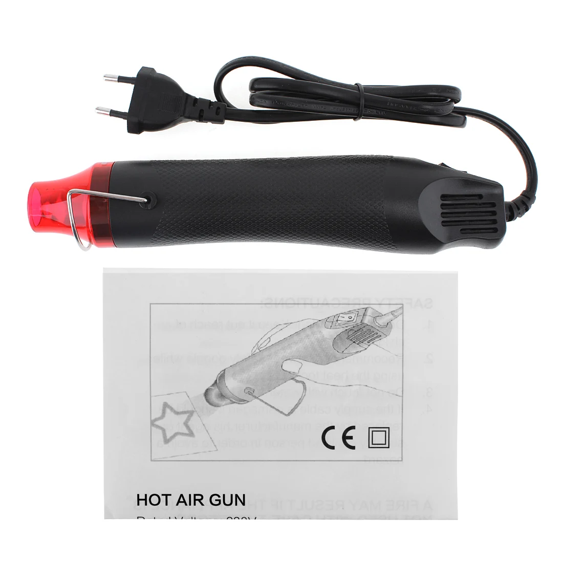 Hot Air Gun 220V 300W DIY Using Heat Gun Electric Tool with Shrink Plastic and Black Surface for Heating DIY Accessories EU Plug