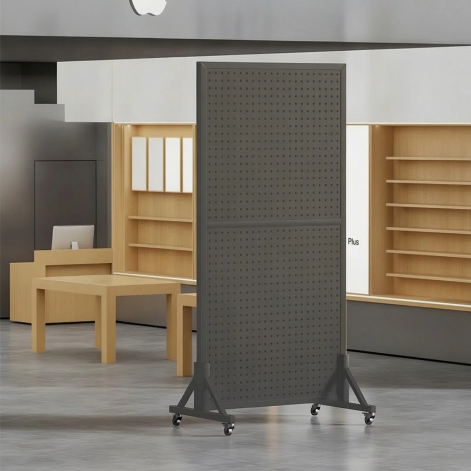 Pegboard Display Stand with Wheels Perforated Pegboard Rack with Hooks Floor Standing Display Rack Portable Heavy Duty