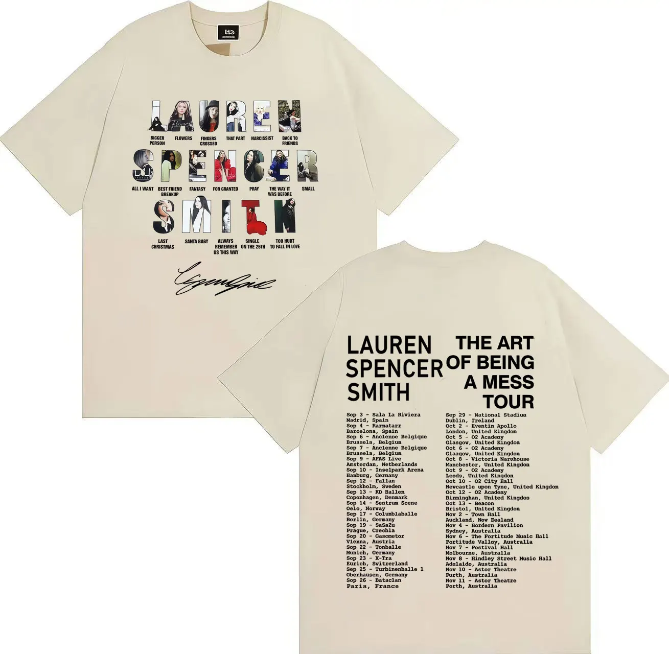 موضة فن كون جولة فوضى 2025 لورين سبنسر سميث هاراجوكو نمط علوي قطن قصير الأكمام تي شيرت رجالي الصيف #2