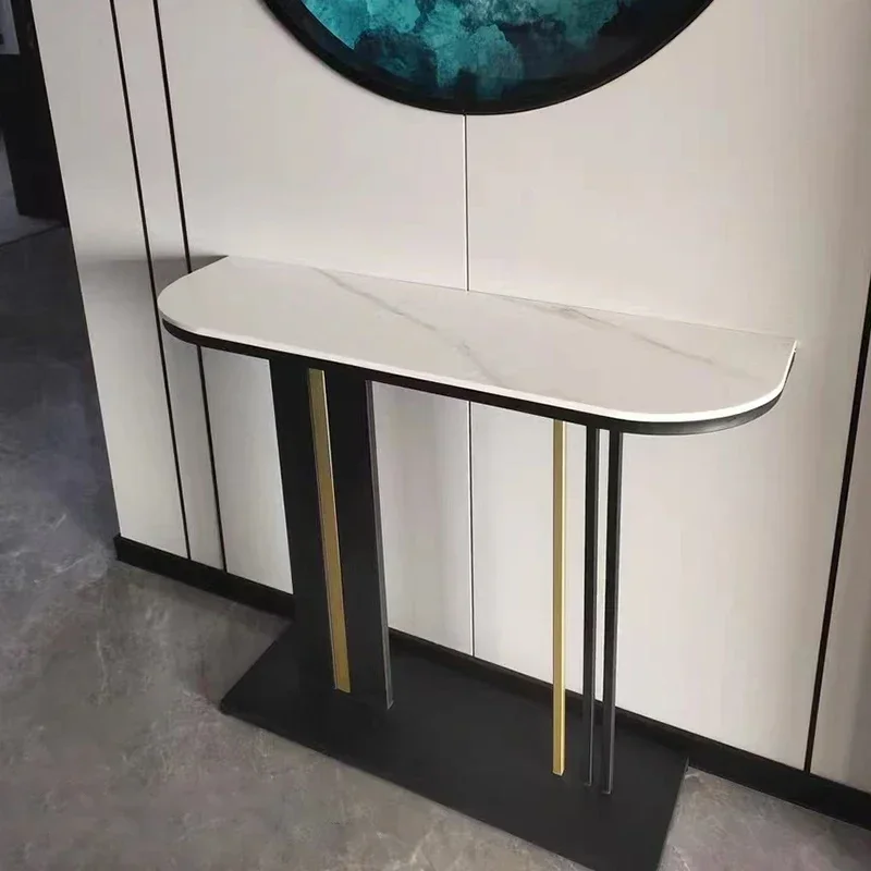 Italian-style entrance cabinet Extremely narrow wrought iron rock slab Ultra-narrow light luxury Simple modern entrance platform