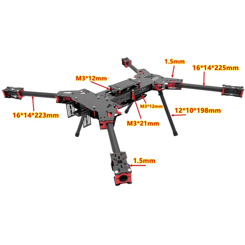 XAERO H4 680mm Alien Cross Faltbarer Carbon Quad-Rahmen für 4114 4112 Motor 15 16 Propeller – Detail 7