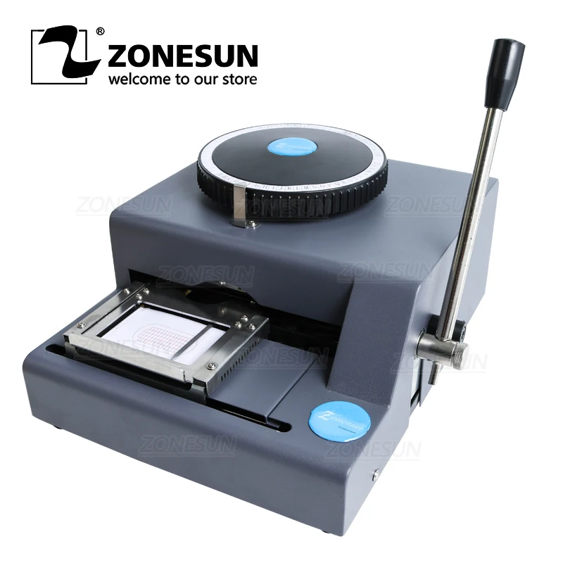 ZONESUN Dog Tag Embosser 52 PET Characters Manual Tag Embossing Machine Aluminum Badge DIY Pet Tag