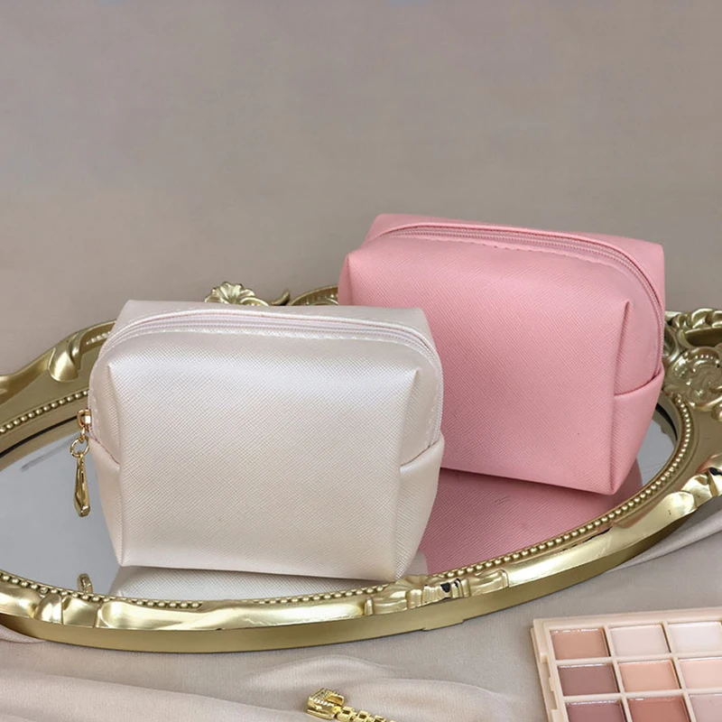 PU Leather Mini Cosmetic Bag Portable Makeup Bag Wallet Lipstick Storage Pouch Sanitary Cotton Organizer Bag Woman Clutch Bag