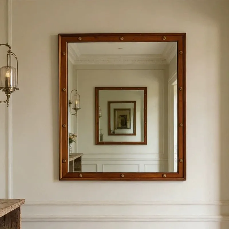 Vintage French Square Wall Mirror Mid Century Vanity Mirror Wall Mounted Decor Mirror Bedroom Bathroom Home Wall Art Decoration