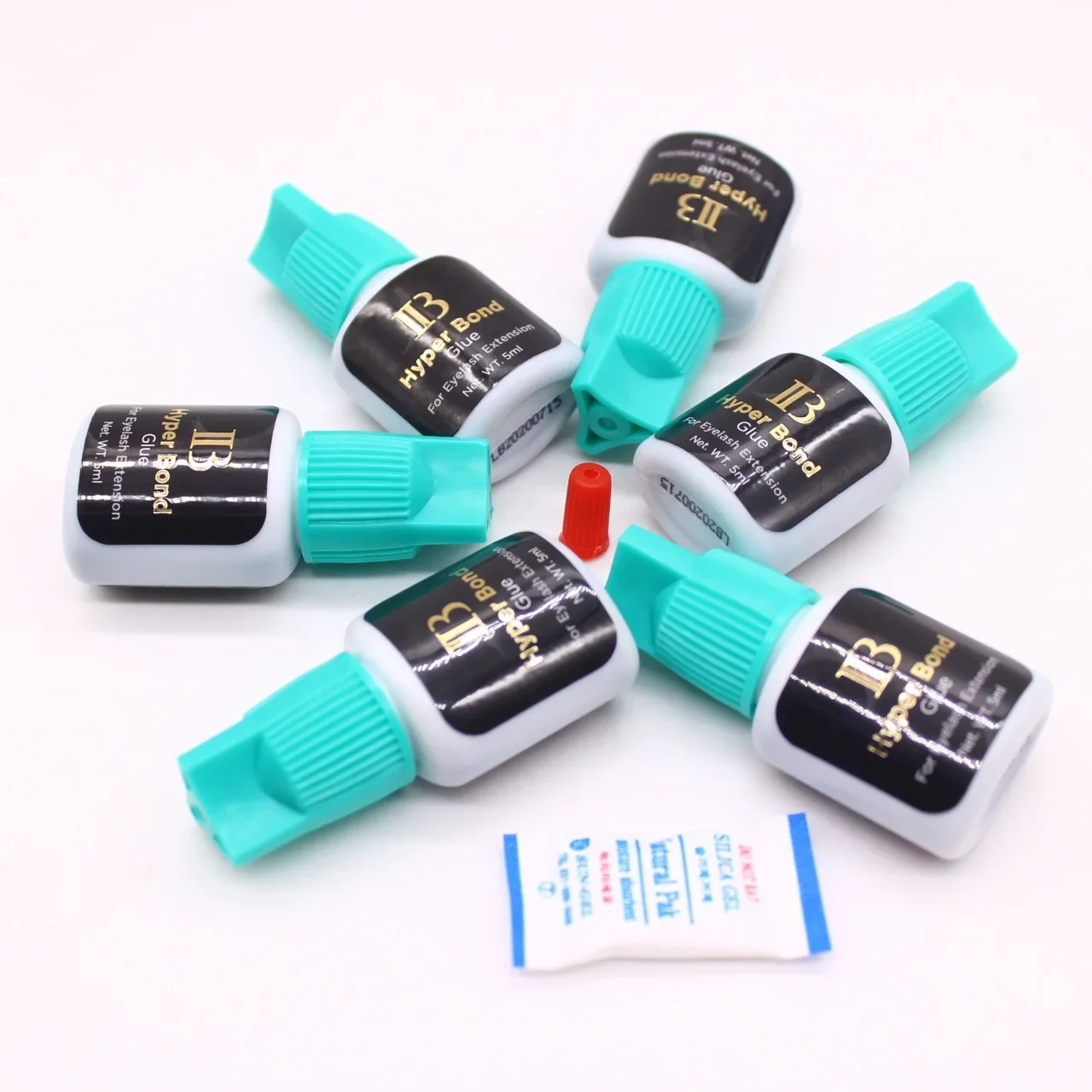 5 Bottles IB Hyper Bond Glue for Eyelash Extensions Korea 0.5s Fast Drying IBeauty Cyan Cap False Lash Adhesive Makeup Tools