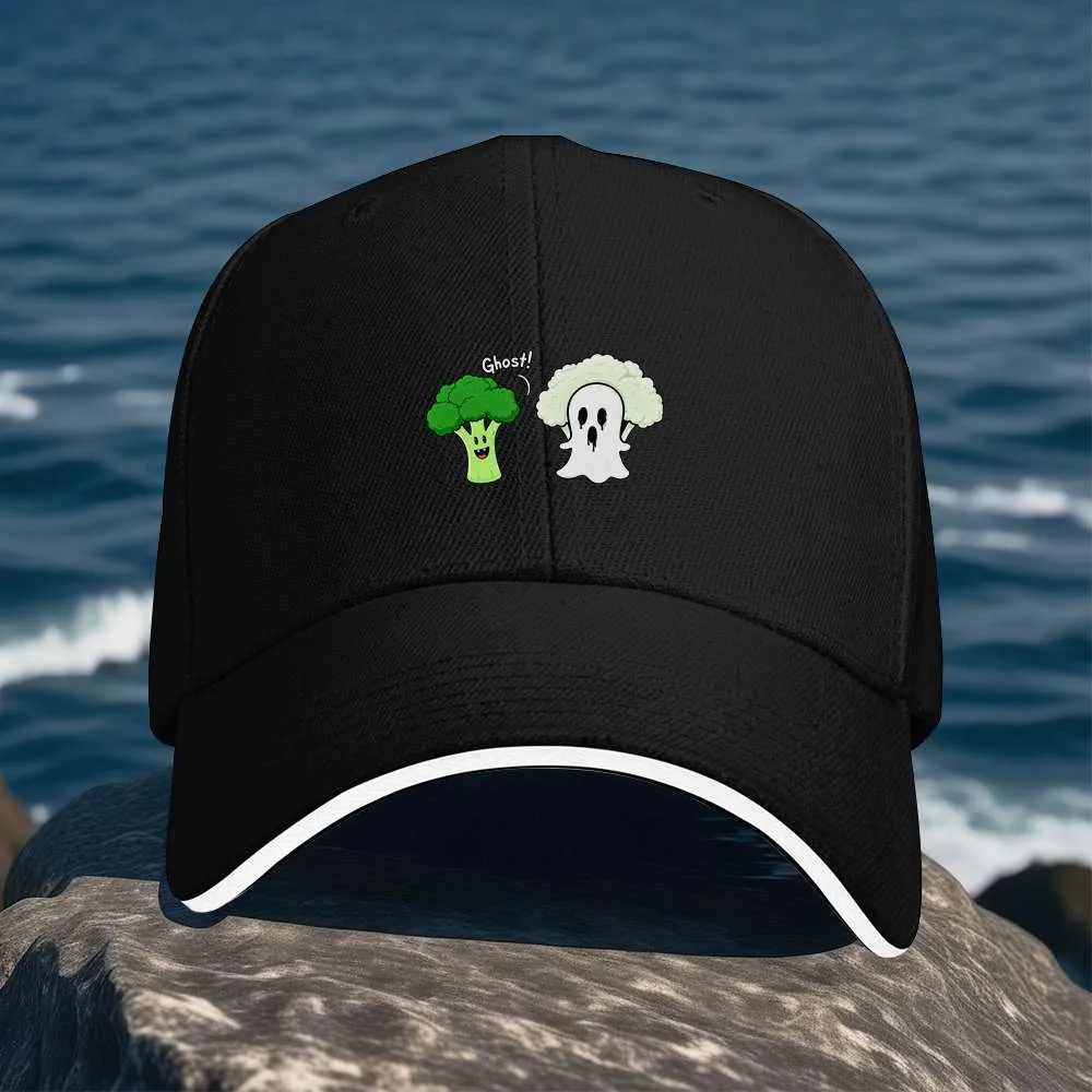 Broccoli Ghost Pun Baseball Cap Polyester Adjustable Funny Vegetable Hat Outdoor Unisex