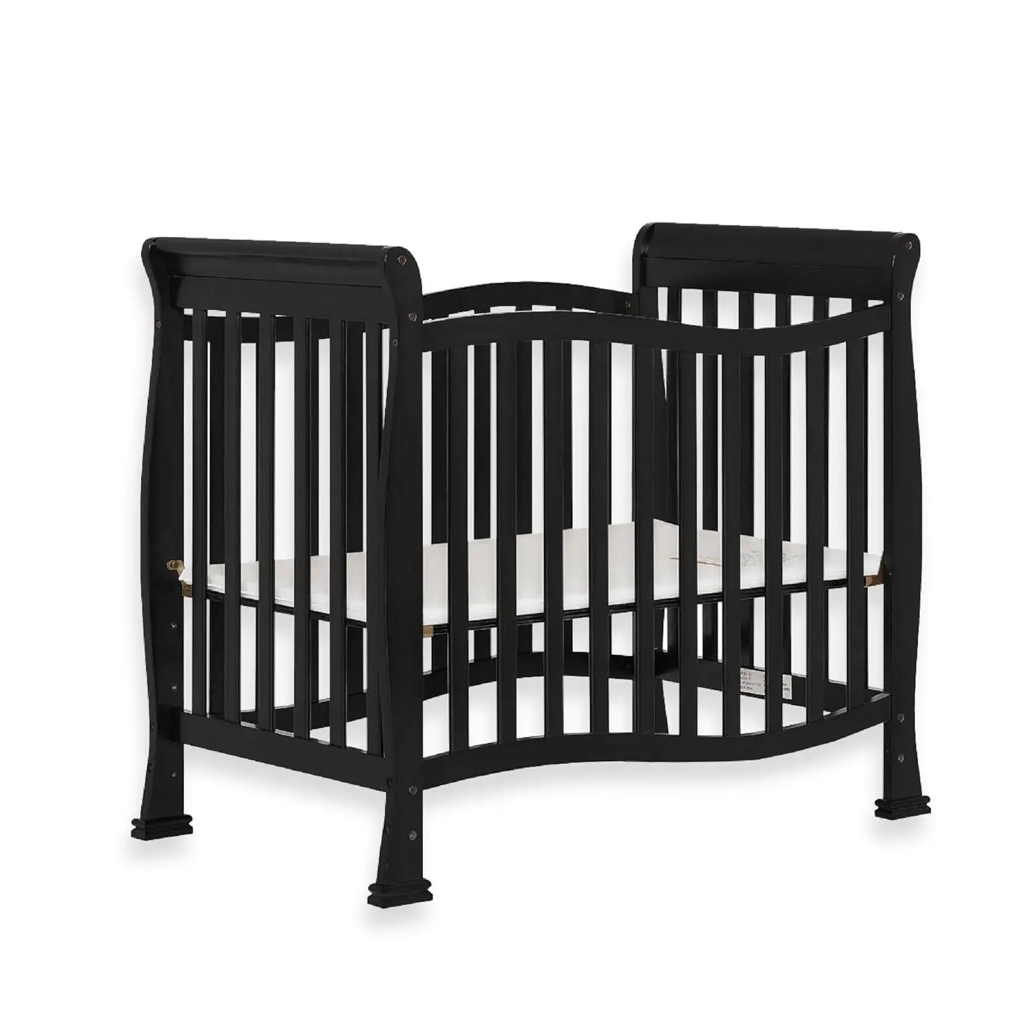 Violet 4-In-1 Convertible Mini Crib In Black, Greenguard Gold Certified, JPMA Certified, 3 Position Mattress Height Settings