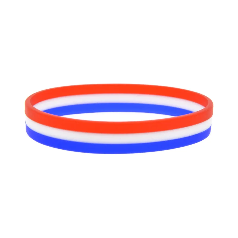 

25 Pcs Pride Silicone Rubber Wristband Plain Bracelet 3 Layered of Colors Bangle Unisex Adult Size