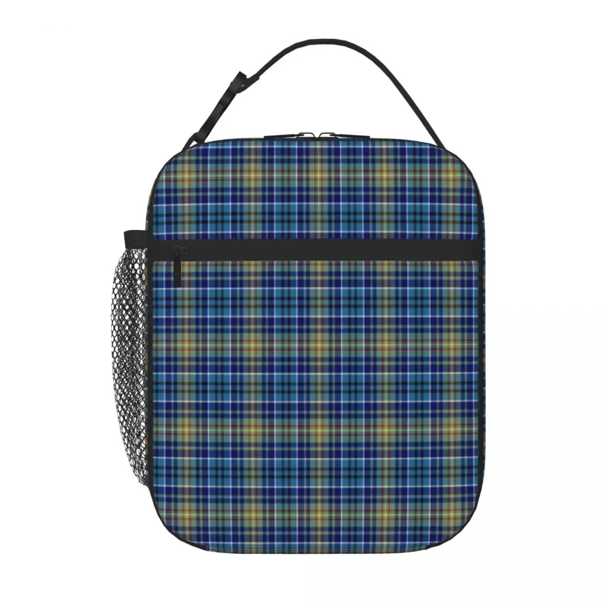 Hot Sale O Sullivan Tartan Bright Blue Irish Plaid Splicing Color Lunch Box Bag Staff Lunch Thermal Lunch Bag