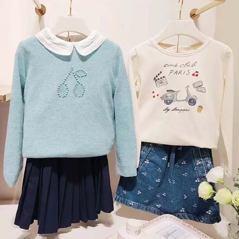 

PER-SALE 2025 Autumn BP Baby Girls Prink Sweaters Boys Beaded Cherry Sweaters Warm Wool Sweater for Girls Kids Boutique Clothes