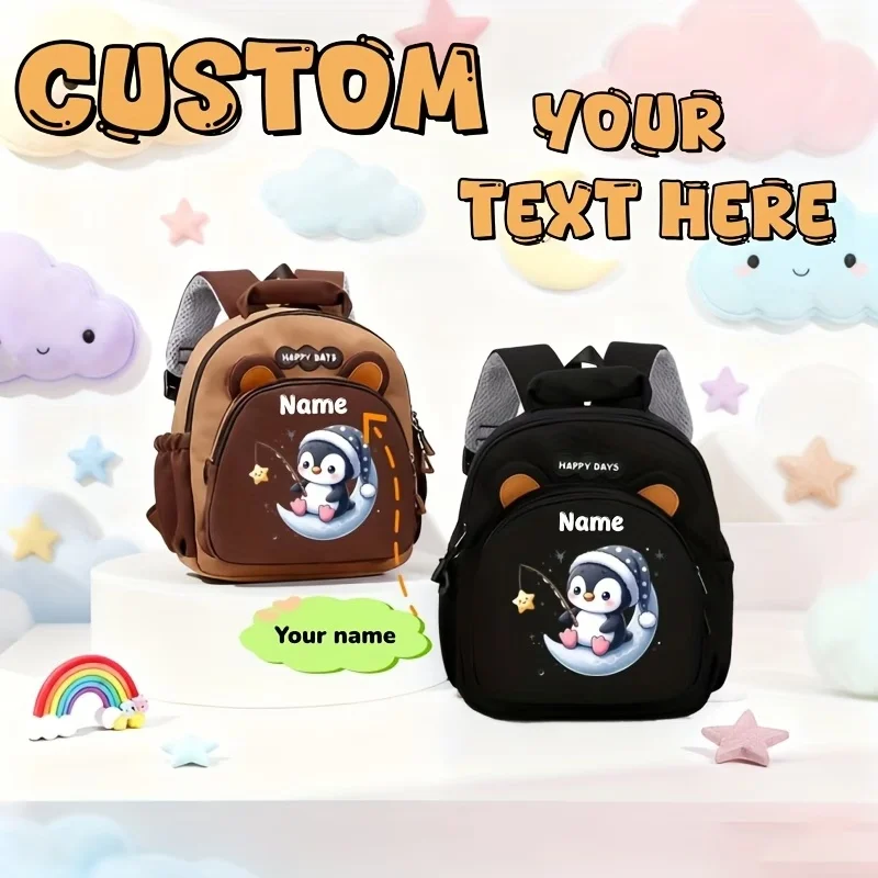 

Универсальный повседневный рюкзак для школы с возможностью персонализации имени, большой вместимости, с принтом пингвина, подходит для мальчиков и девочек.