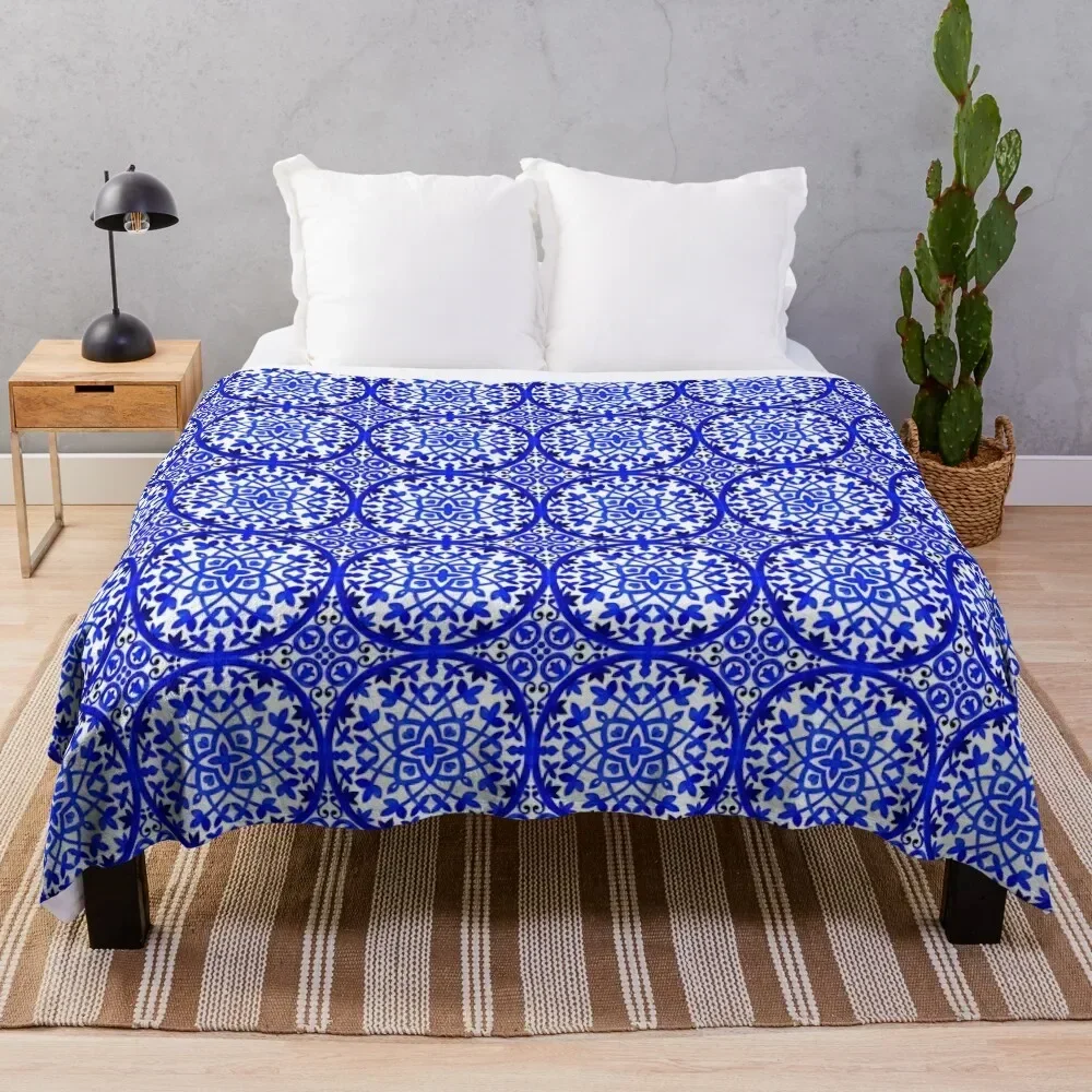 

Portuguese azulejo tiles. Throw Blanket Easy Care Comfortable Blanket for Couch