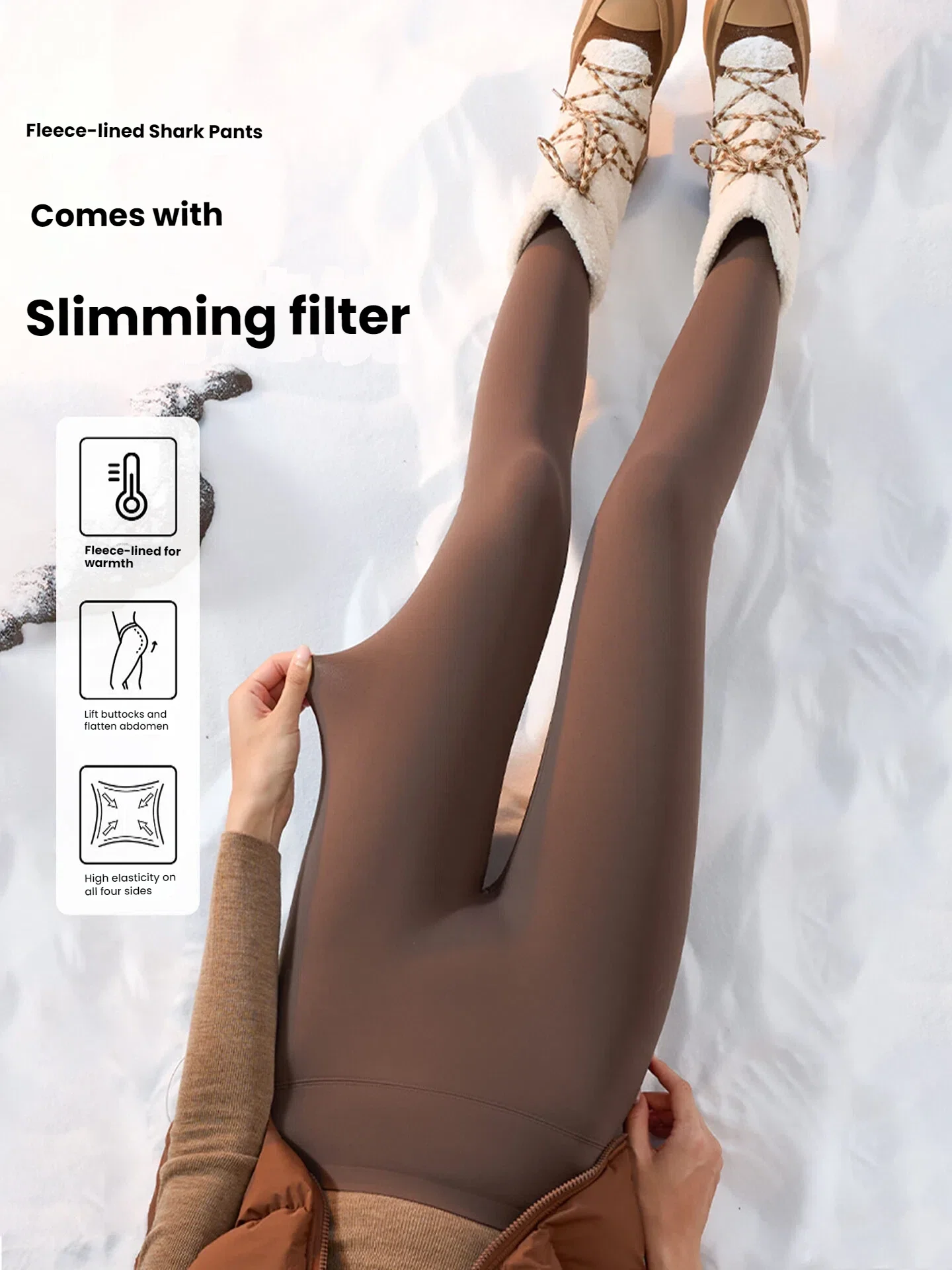 Fleece Lined Leggings Women Winter High Waist Shark Skin Yoga Pants Thermal Tights for Cold Weather Thickened Bootcut  Pants