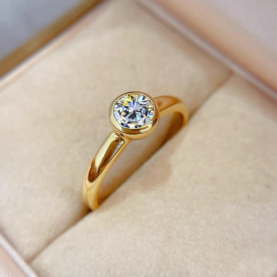 Anillo de Diamante de Laboratorio Solitario de Oro de 14K, Anillos de Boda y Compromiso para Mujer y Hombre, Joyería de Promesa