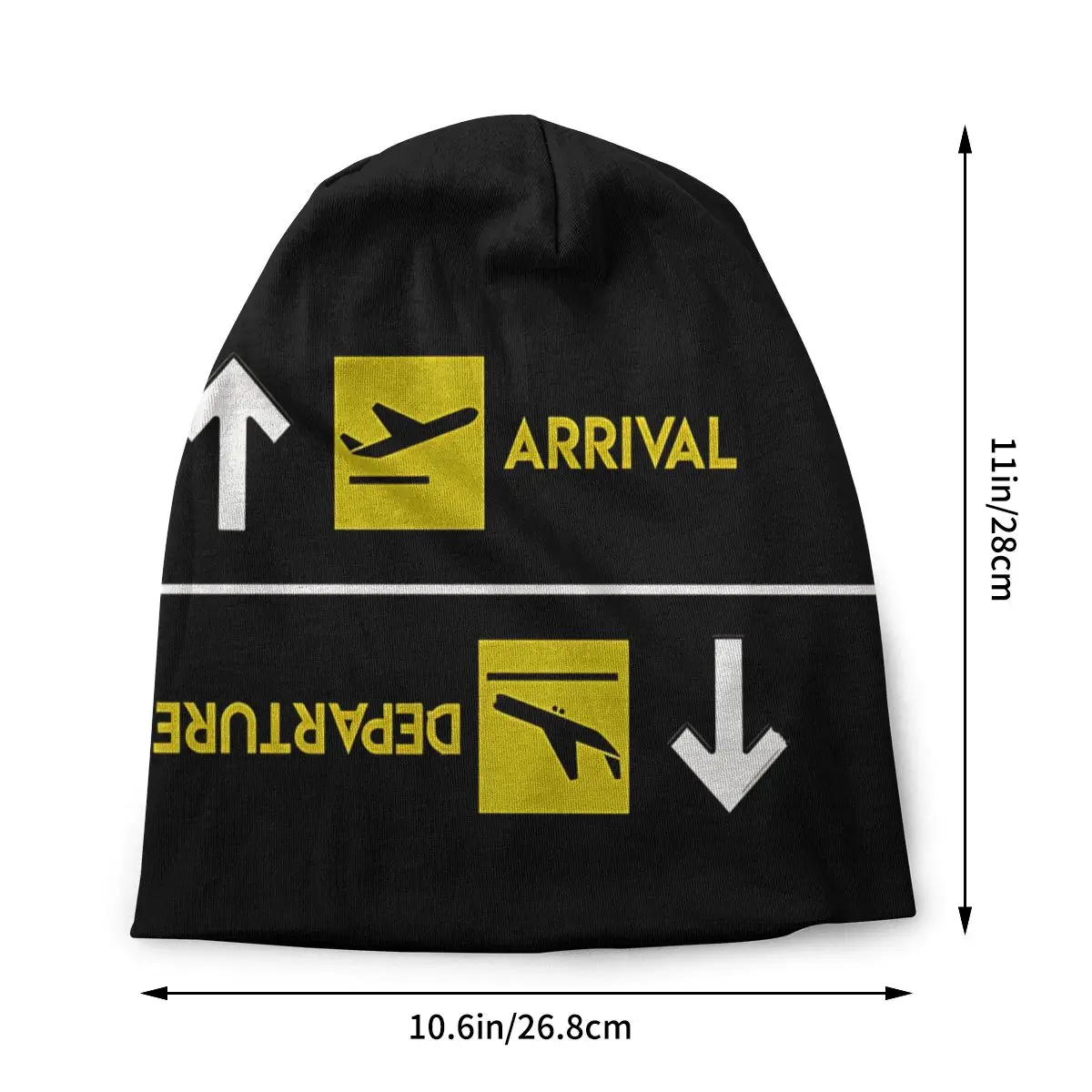 Aviation Departures Arrivals Airplane Airport Sign Women's Beanies Caps Printed Pullover Chemotherapy Pile Outdoor Hat Turban