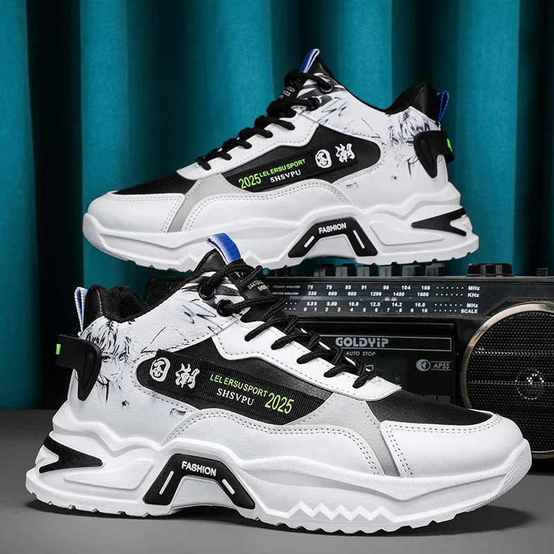 

Summer New Men's Sneakers Student High-Top Running Casual Shoes Korean Style Platform Lightweight Male Vulcanized Shoes 2025