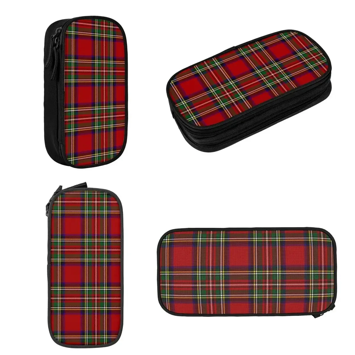 Red Tartan, Stewart Clan Pencil Cases Large Storage Pen Bags Pen Box Pencil Pouch For Boys Girls Students Stationery School