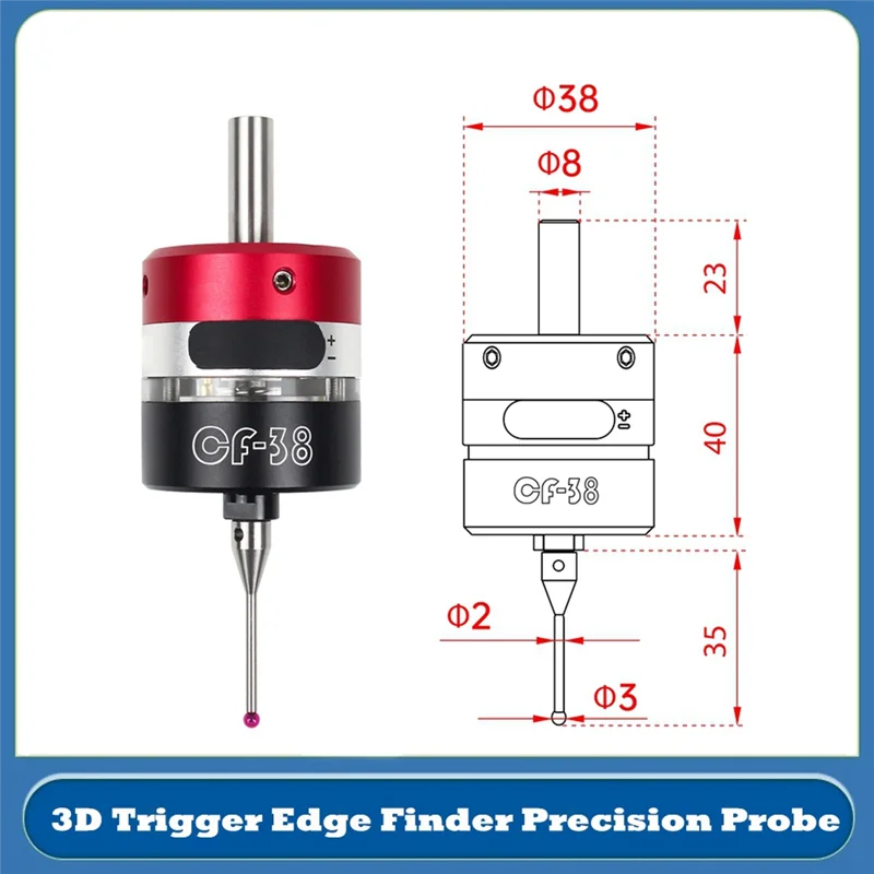 ABRB-CNC Anti-rollo 3D sonda táctil buscador de bordes para encontrar el centro de escritorio sonda CNC sonda táctil 3D CF-38 de tres coordenadas