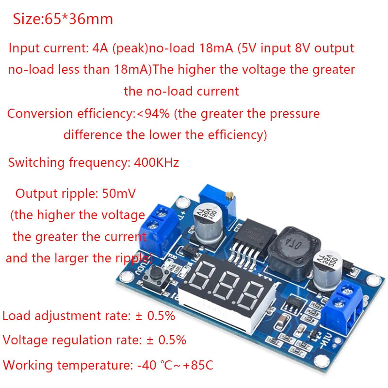 DC-DC Adjustable Boost Power Supply Module 2/24V to 5/9/12/28V 2A Stabilized Wide Voltage Input Boost Board for Electronics