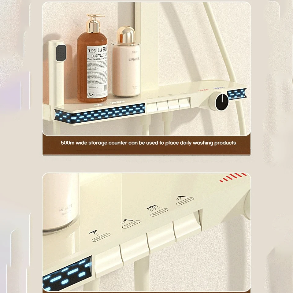 Set doccia da bagno digitale per pianoforte Illuminazione ambientale Sistema doccia da bagno digitale caldo freddo Accessori per rubinetti da bagno a cascata